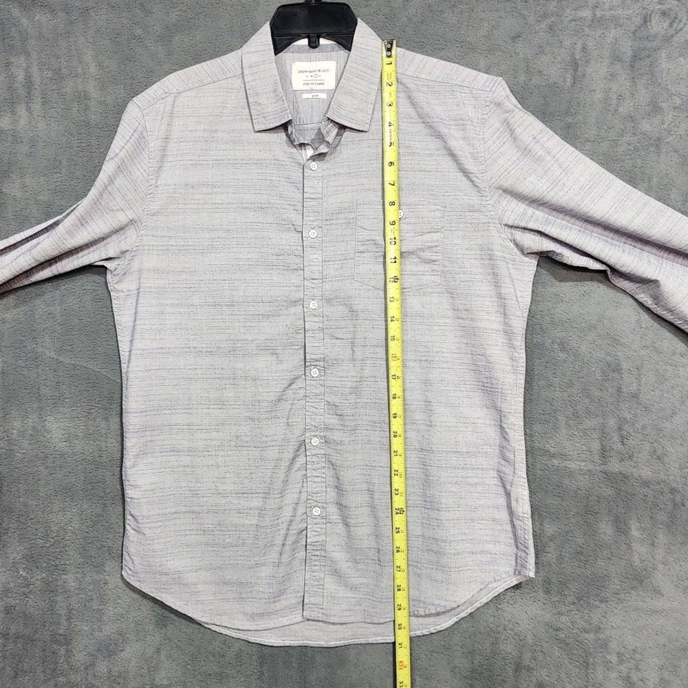 Paper Denim Cloth Button Down Shirt Slim Fit Stretch Fabric Gray Large - Picture 7 of 8